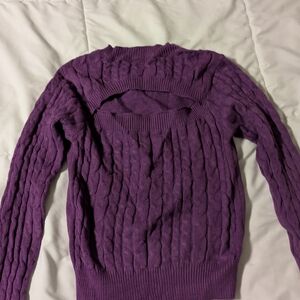 Purple Cable Knit Women's Sweater